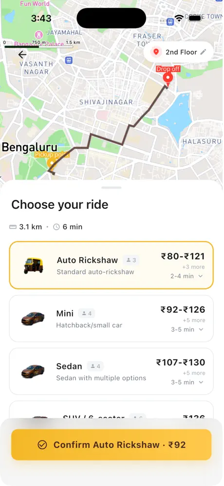 Daxido — Choose your ride · transparent fare