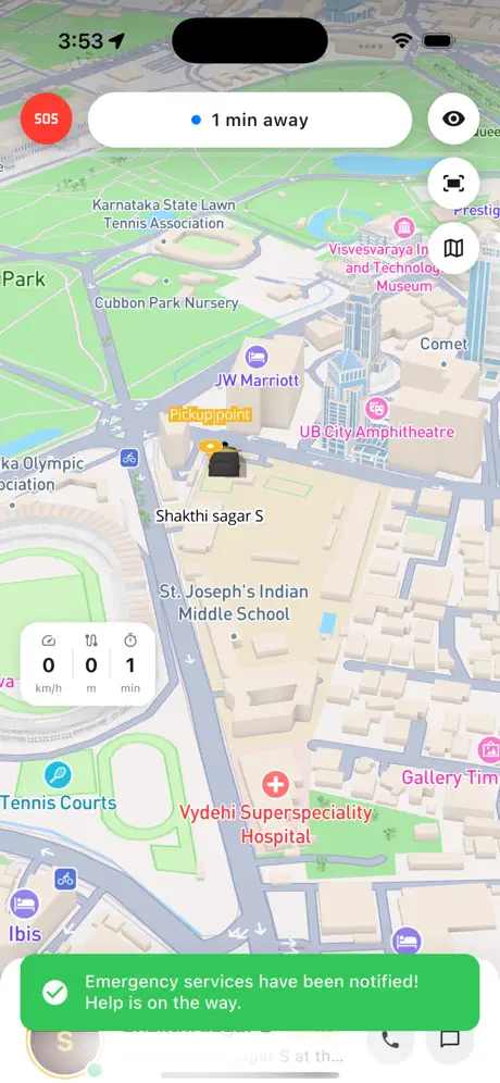 Daxido — Live tracking with SOS active